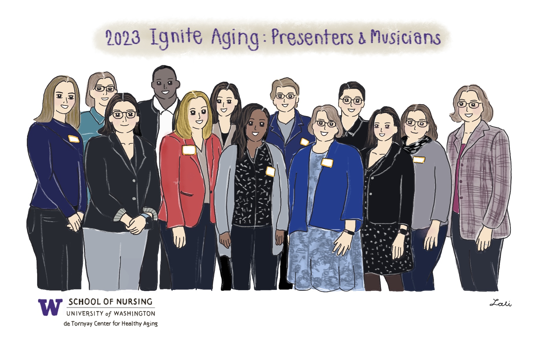 Ignite Aging presenters and musicians illustrated